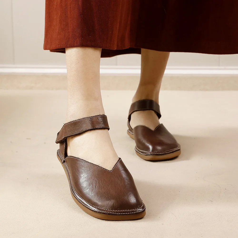 

GKTINOO/2020 весна/лето, новые сандалии на плоской подошве в стиле ретро, удобная повседневная женская обувь из натуральной кожи с квадратным носком и мелким носком