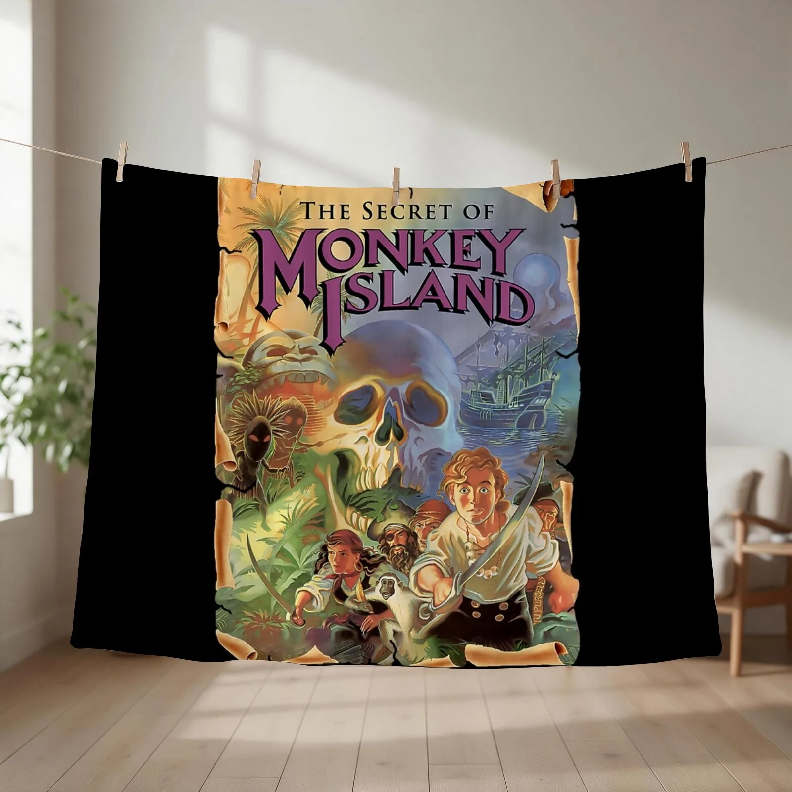 The Secret of Monkey Island Throw Blanket couch cozy soft plush fuzzy picnic outdoor blanket