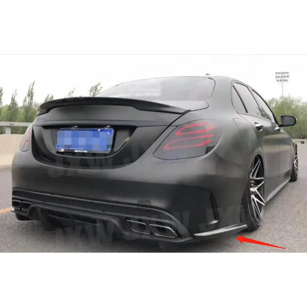 

JCHEY 2pcs Carbon Fiber Rear Bumper Side Canards Splitters Spoiler for Benz C Class W205 C63 For AMG C180 C200 C260 4 Door 15-22