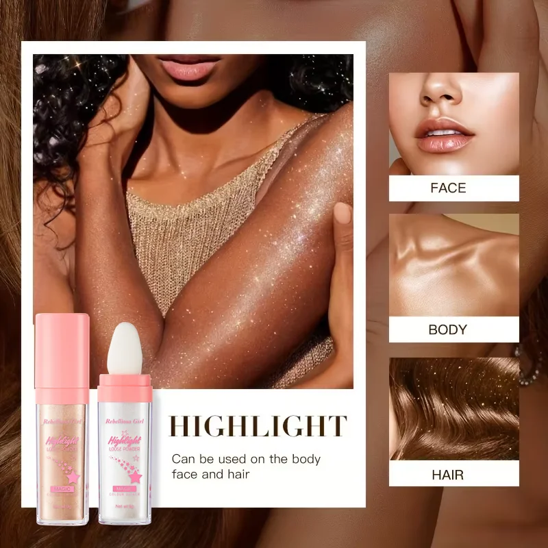 3-farbiger Feenpuder-Highlighter-Stick – schimmerndes Kontur-Rouge zum Aufhellen und Definieren Ihrer Funktionen, geeignet für das Gesicht