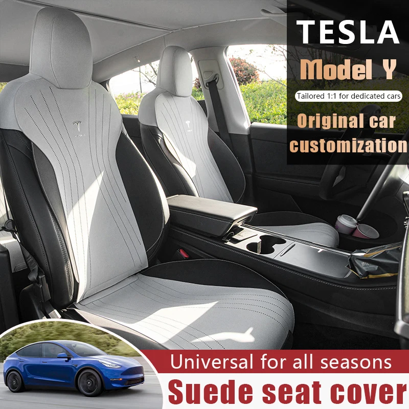 

Car Seat Cover for Tesla Model Y/Model 3 Special Cushion Ultra-thin Breathable Half Pack Suede Covers Universal for All Seasons