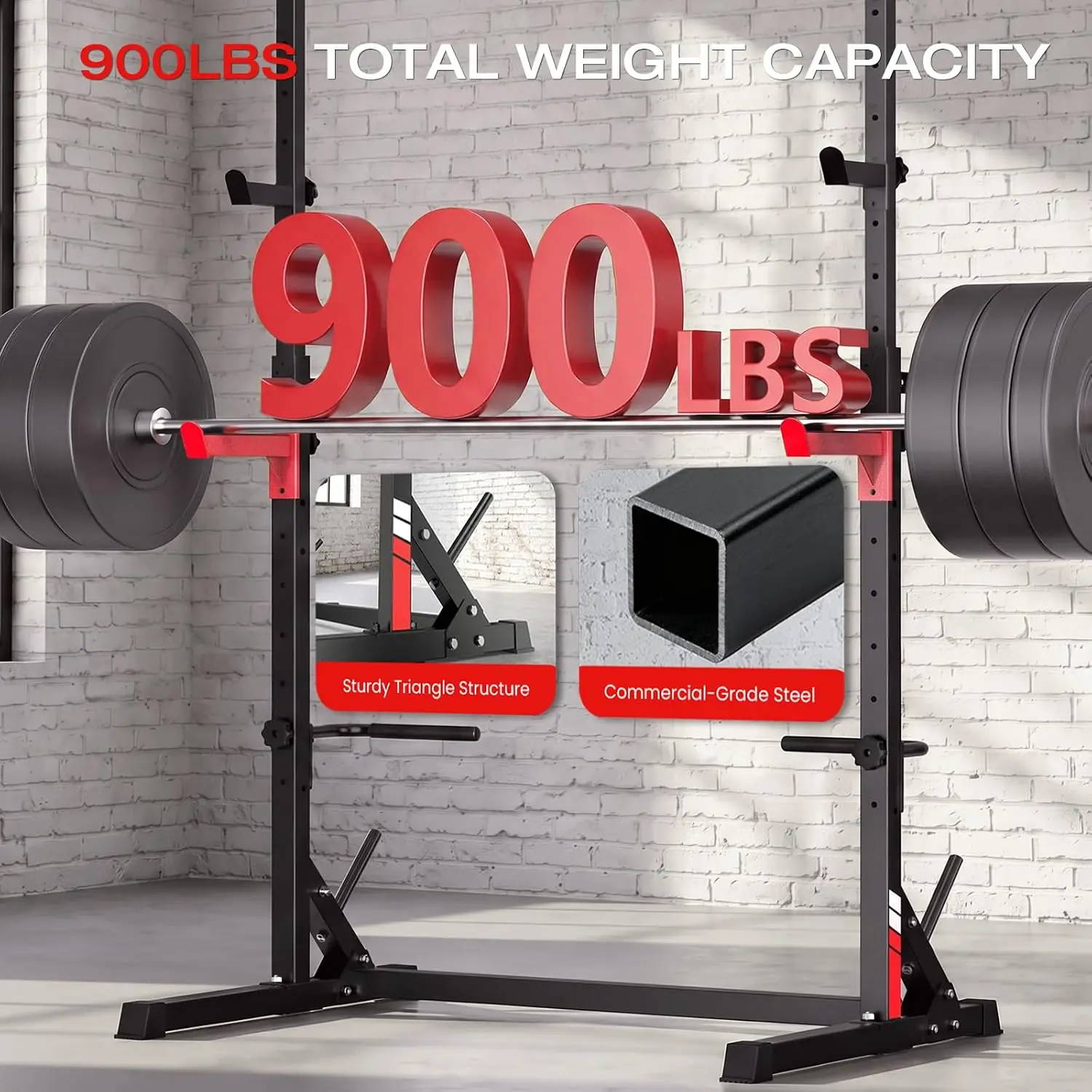 Power Rack with Pull-Up Bar for Home Gym, Adjustable Height Range from 55 to 87 Inches