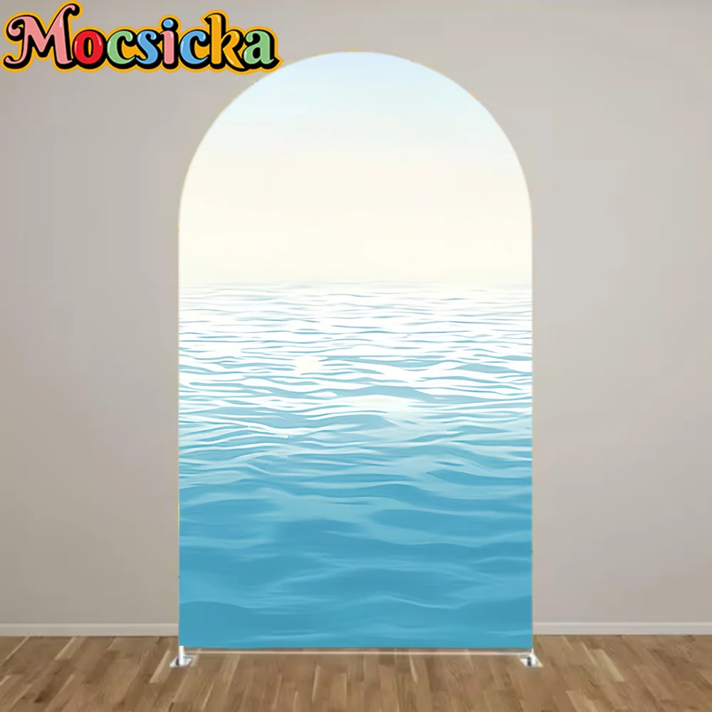 

Summer Pool Party Arch Backdrop Cover Hawaii Seaside Baby Shower Birthday Portrait Circle Photography Background Photo Studio