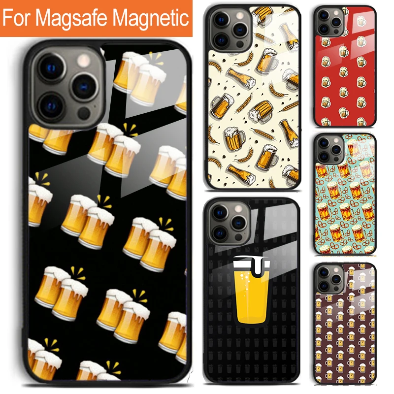 A Glass of Beer Alcohol Phone Case For iPhone 16 15 14 13 12 11 Pro Max Plus Magsafe Magnetic Wireless Charging Cover