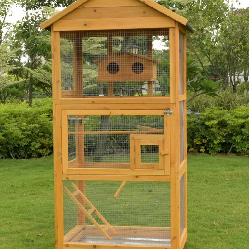 Modern Parrot Bird Cage Wooden Large Outdoor Passaros Bird House Feeder Canarios Maisons Petits Animau Pet Furniture CY50BC