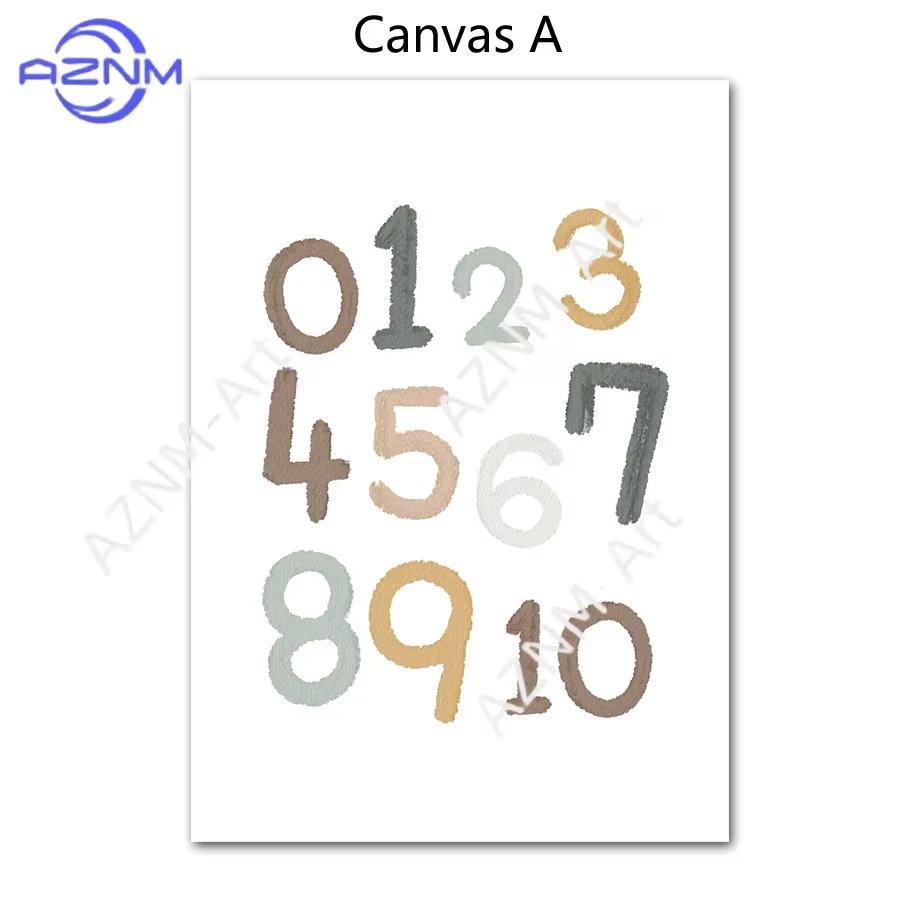 1/2pcs Education Learning Number Animals Nursery Wall Print Paper Canvas Painting Nordic Poster Wall Pictures Kids Room Decor view 5