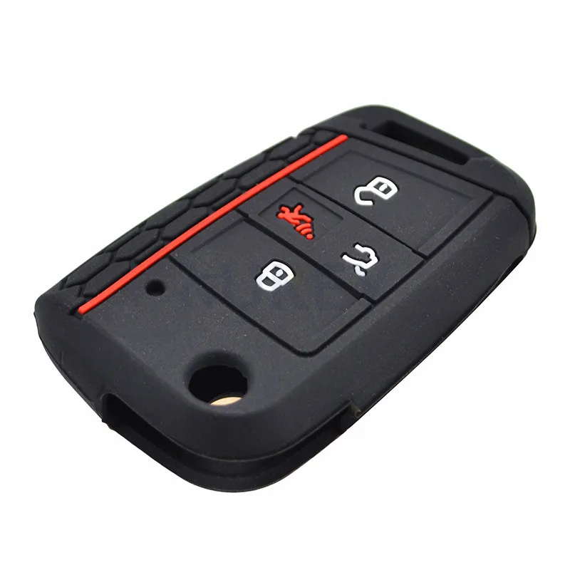 AX For VW Golf 7 Skoda Octavia Atlas Skin Holder Protector 2016 2017 2018 4 Button Silicone Car Remote Key Fob Shell Cover Case