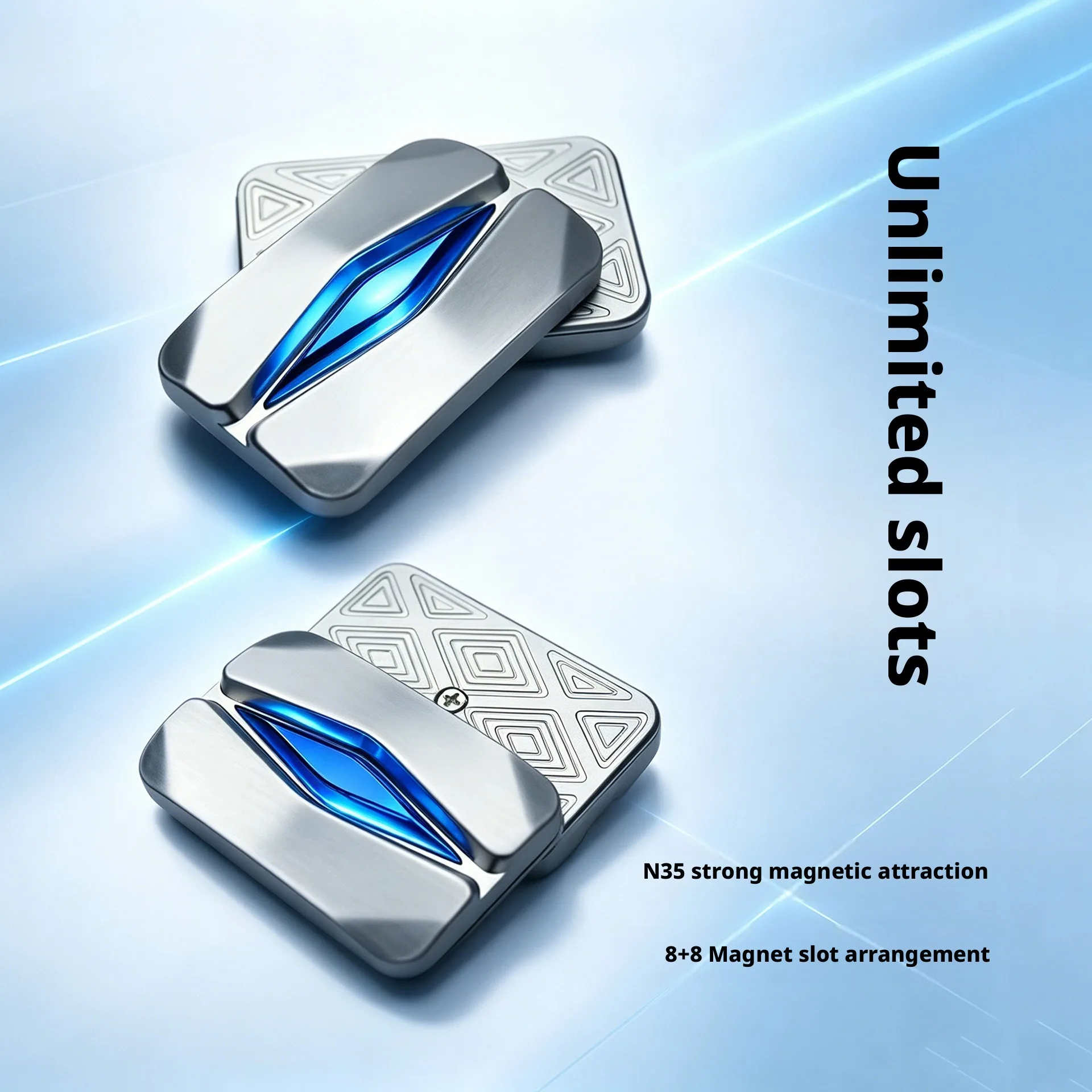 Flame Pattern Infinite‑Travel Magnetic Fidget Slider Metal Fidget Clicker Adult Finger EDC Handheld Stress Relief Toy