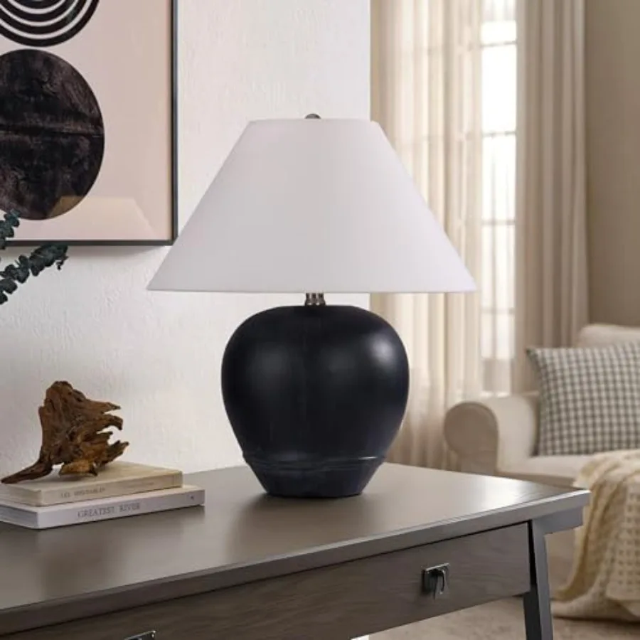 

21'' Size Glossy Ceramic Ceramic Basin Table Lamp for Bedroom Living Room Dining Room Office White Shade