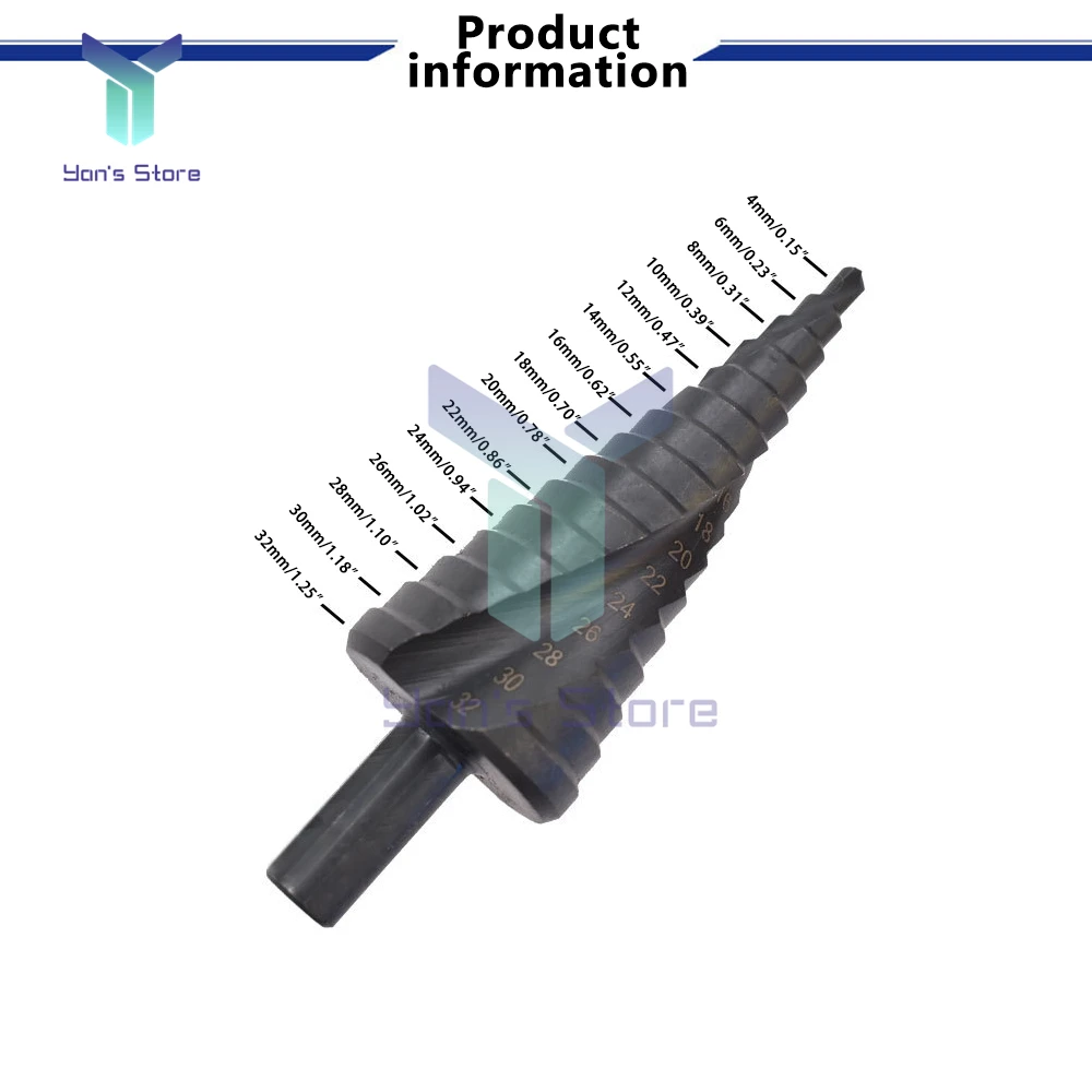 4-20mm 4-32MM HSS Cobalt Step Drill Bit Set Nitrogen High Speed Steel Spiral For Metal Cone Triangle Shank Hole Metal drills