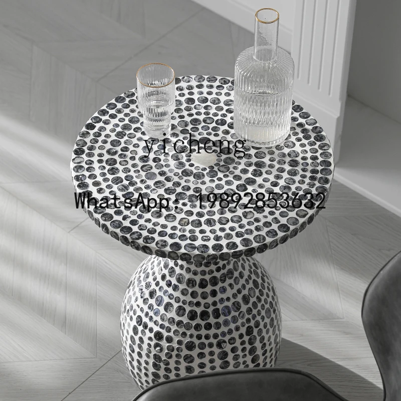 LYY européen Vintage coquille Table basse salon canapé Table d'appoint meubles haut de gamme Table ronde d'appoint