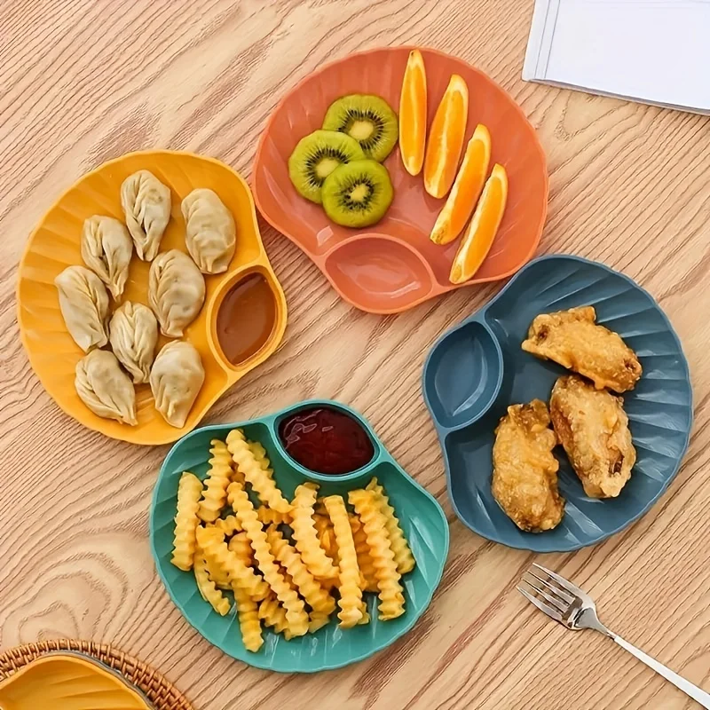 

Multifunctional Snack Trays, Meal Dipped in Sauce Scallop Dumplings Plates Fruit Plates, Kitchen Supplies 4 Pieces