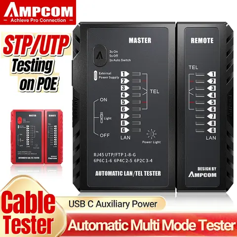 Network Ethernet and Phone Cable Tester AMPCOM