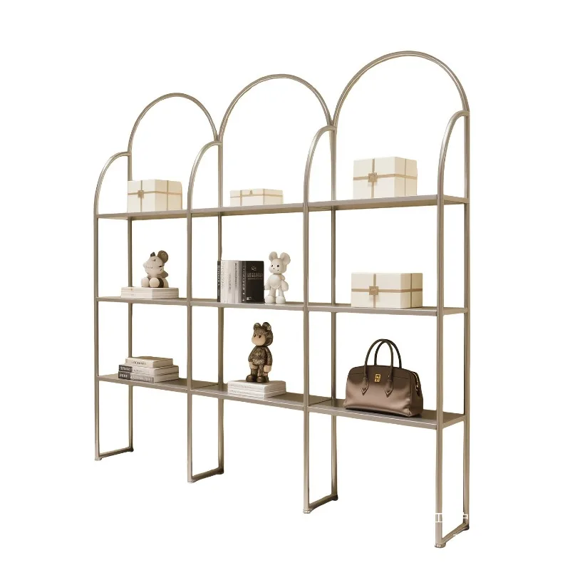 

Clothing store display rack Floor-to-ceiling wrought iron shoe store shoe rack exhibition hall shelf Silver shelf Product