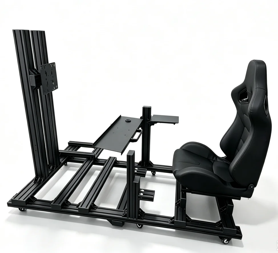 Adjustable Flight Sim Rig Aluminum Extrusion Flight & Racing Dual Use Racing Simulator Cockpit Bracket With Seat Monitor Mount