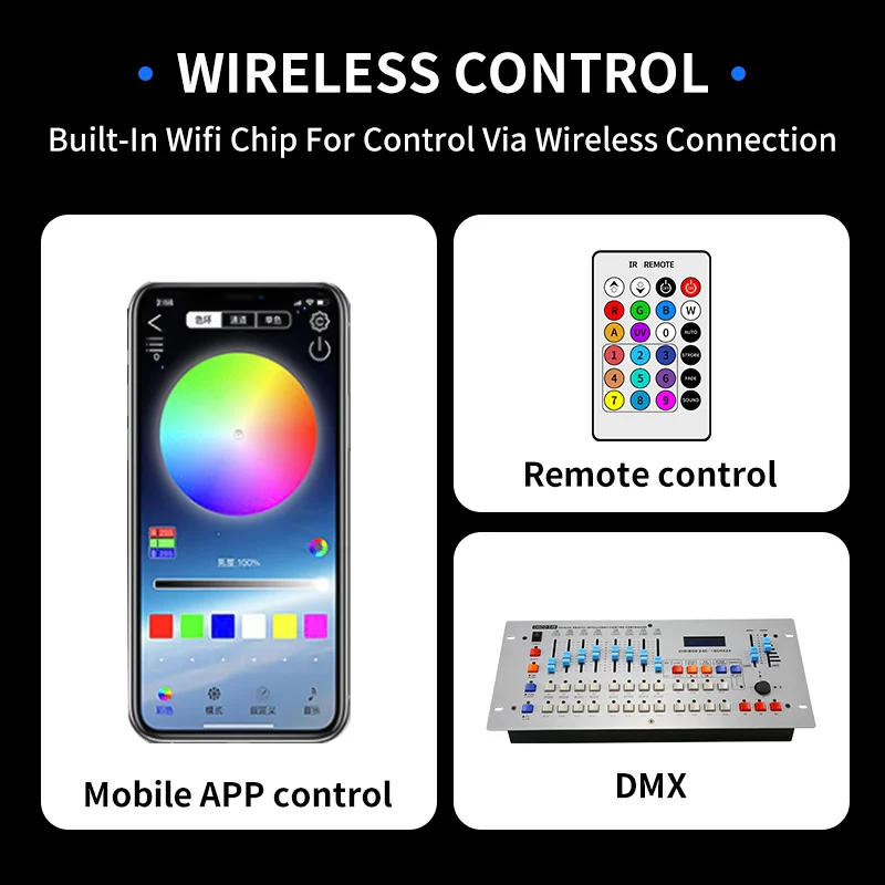8pcs Wireless Stage Light 360 Outdoor DMX512 RGB Bar Battery LED Pixel Tube with Flight Case for Party Disco Bar