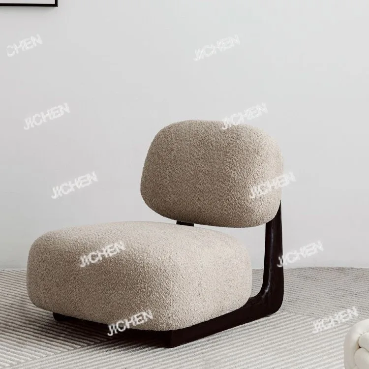 

Camel wool cute single sofa chair solid wood simple floor leisure light luxury chair