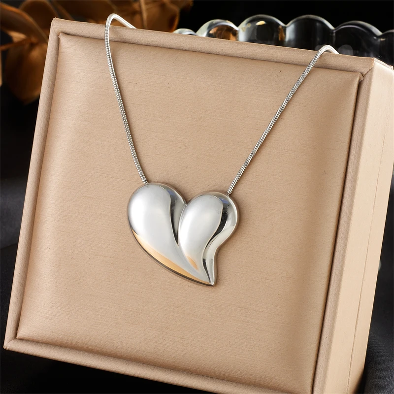 DIEYURO 316L Stainless Steel Simplicity Golden Heart Necklace For Women Men New Fashion Lady Gift Love Rope Chain Chain Jewelry