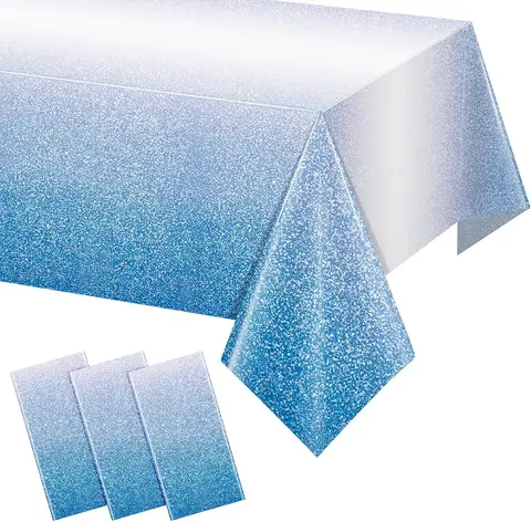 Ombre Blue Tablecloth Party Decorations Rectangle Table Cover Royal Blue Glitter Tablecloth Birthday Party Wedding Supplies