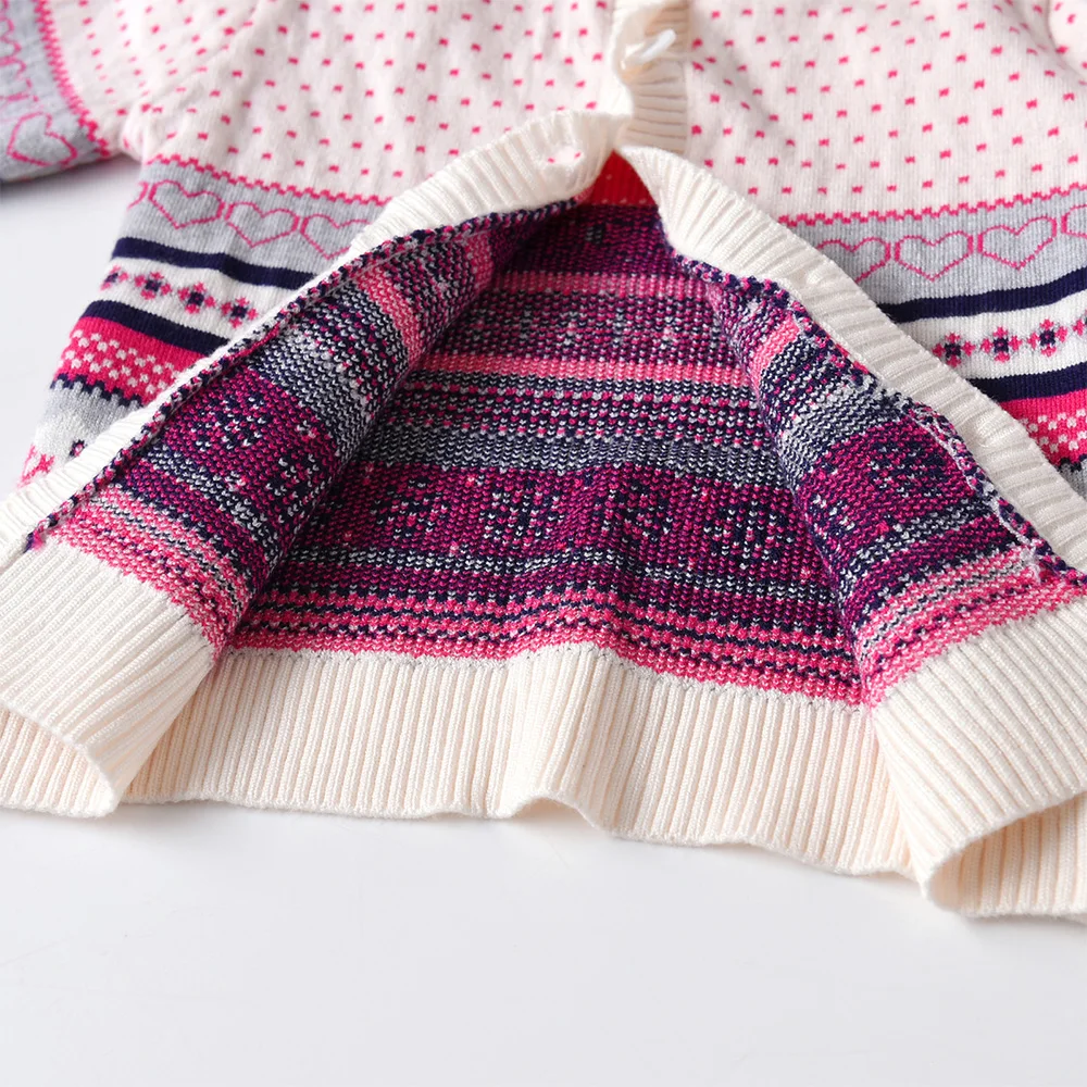 VIKITA Teenager Strickjacken Mädchen Schneeflocken Herzform Gestreift Lässige Mode Niedliche Pullover Kinder Mantel Oberbekleidung Tops Kostüme – Detail 9