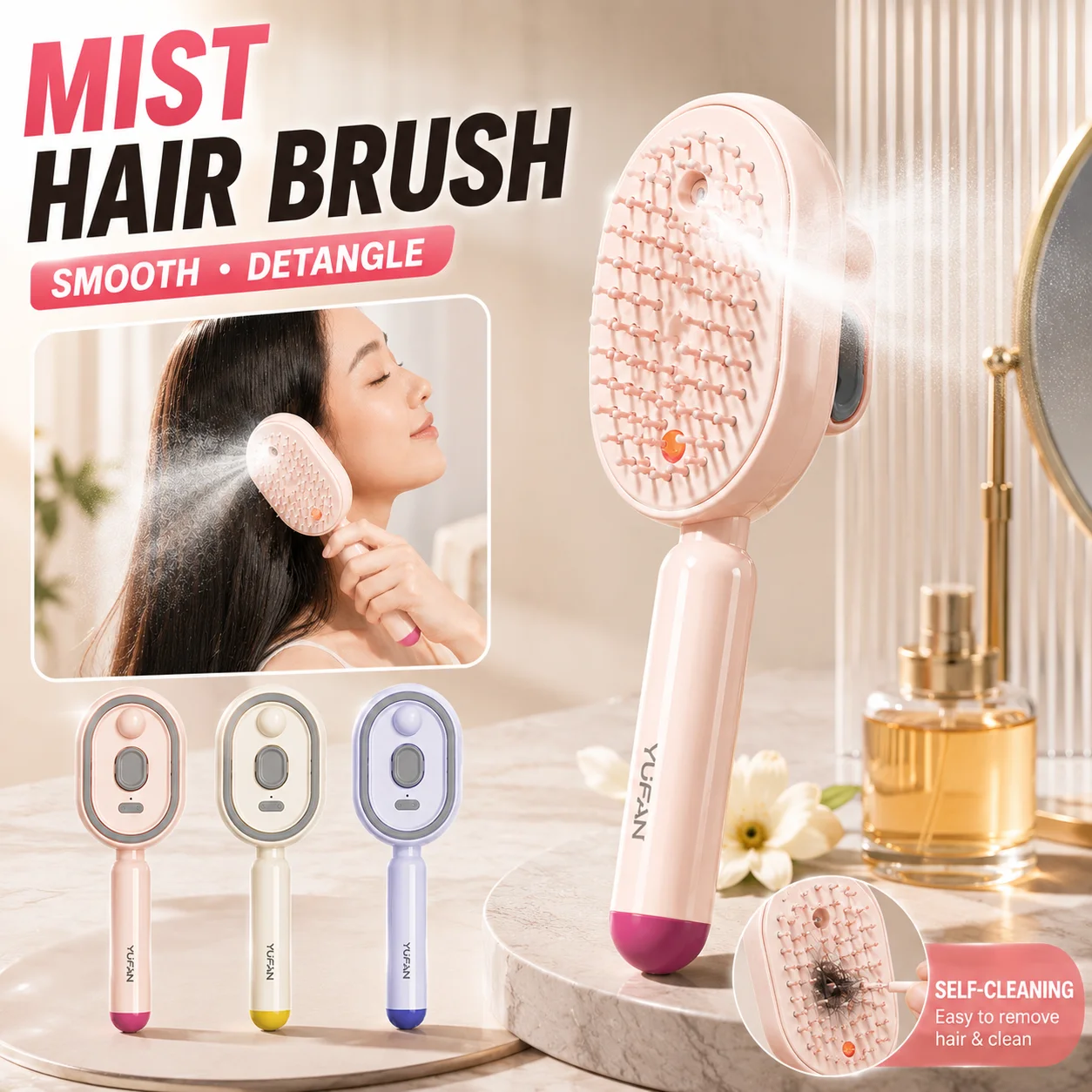 

Multifunctional Spray Massage Hair Comb Antistatic Detangling Brush Essential Oil Atomization For Hair Nourishment Scalp Massage