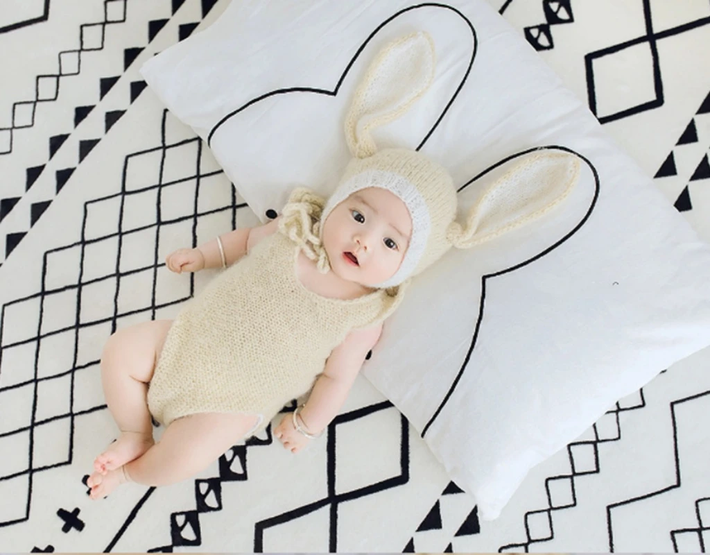 Ensemble de Chapeaux de Lapin à sulfOreilles pour Bébé, Vêtements de Photographie, Book ine Lune, Demi-An, Cent Jours