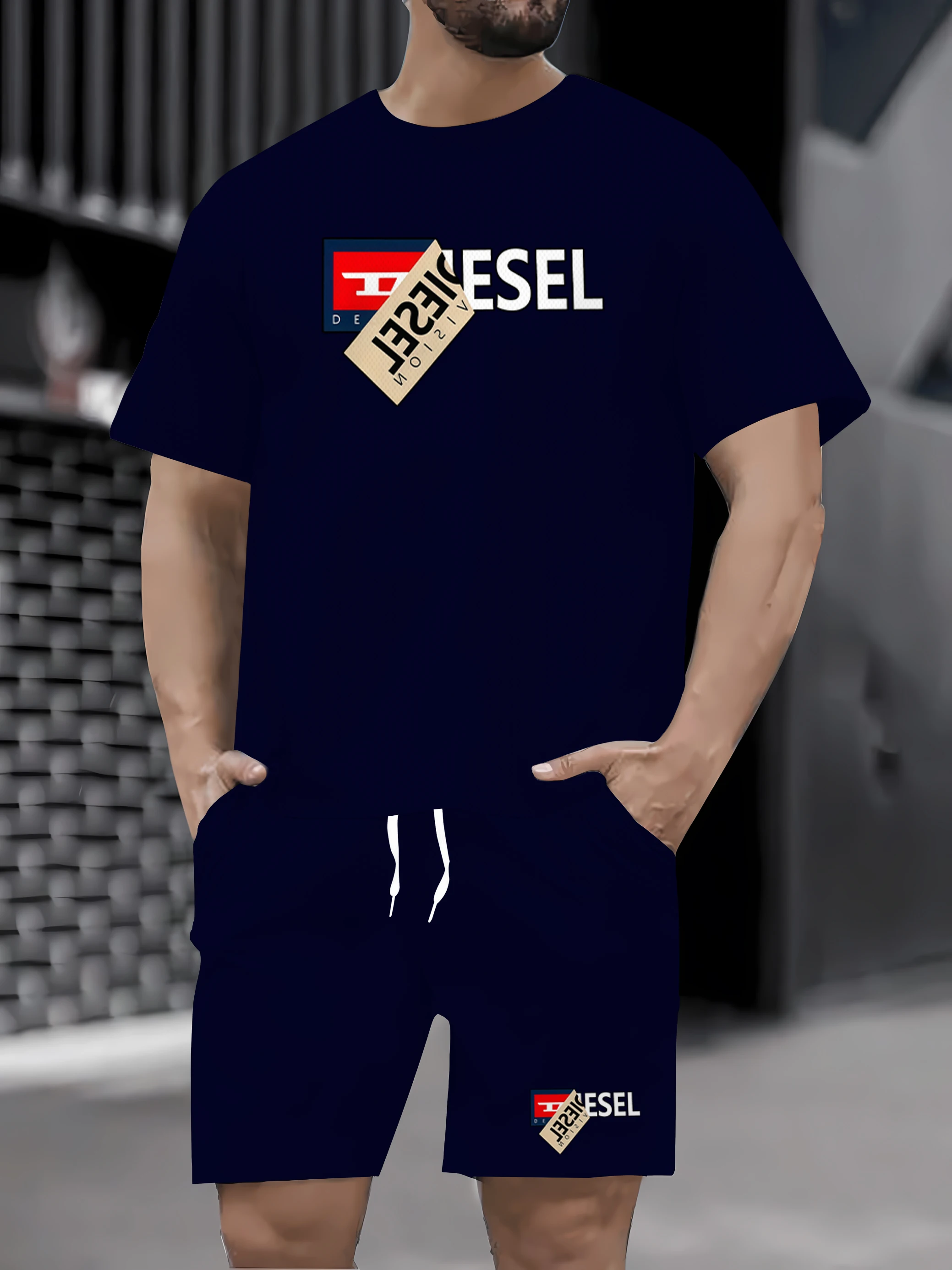 Conjunto de verão de secagem سريعة masculino، شورت ريفيس دي مانغا كورتا دي سيكجيم سريعة، تينامنتو دي كوريدا آو أ