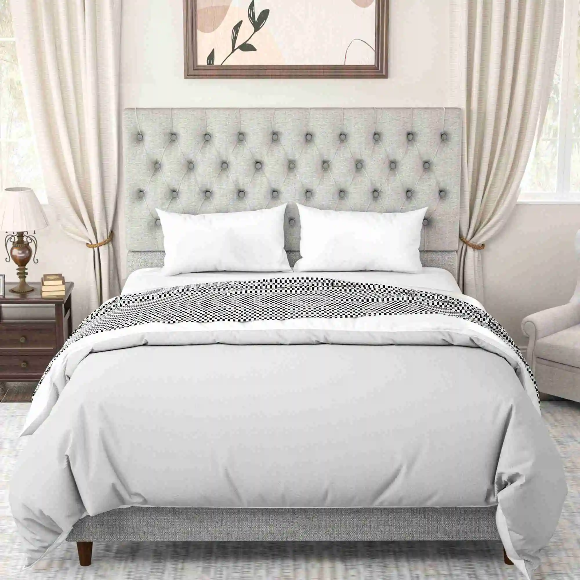 Upholstered Headboard Queen Size High Back Soft Upholstered Tufted Button Headboard for Home Headboard Upholstered Headboard