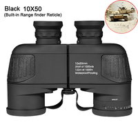 10x50 Binoculars for Adults Marine Military Binoculars Waterproof with Rangefinder BAK4 Prism FMC Lens for Birdwatching Boating