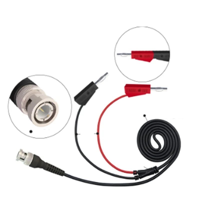 CJSD-P1009 BNC To Dual 4MM Stackable Banana Plug Test Lead Probe BNC Cable For Oscilloscope Signal Generator 120CM