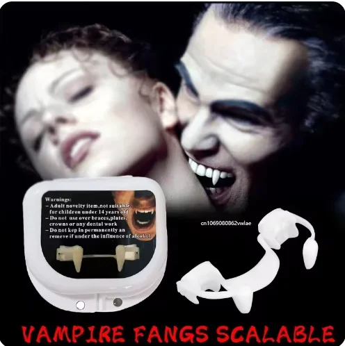 개폐식 뱀파이어 이빨 할로윈 장식 드라큘라 가짜 치아 괴물 늑대 인간 송곳니 코스프레 의상 성인 어린이를위한