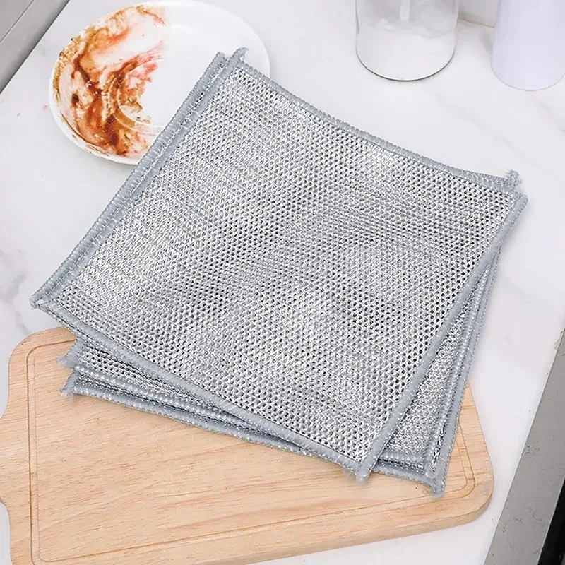 Steel Wire Dishcloth Non-stick Oil Wipes Kitchen Stove Pots Pans Dishes Coffee Stains Cleaning Wipes Dishcloths