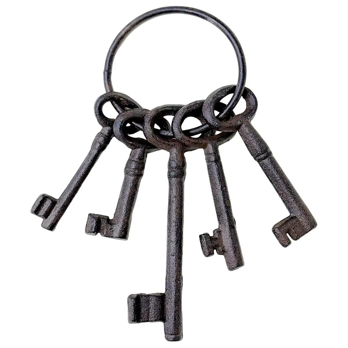 HITL Vintage Keys, Rustic Cast Iron Style Keys on Ring, Old Fashioned Metal Keys for Pirate Accessories,Halloween Decorations