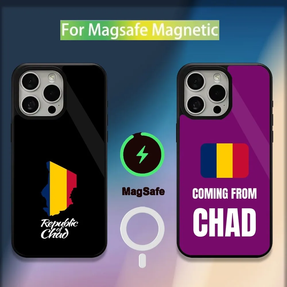 Republic of Chad Flag Phone Case For iPhone 16,15,14,13,12,11,Plus,Pro,Max,Mini Magsafe Magnetic Wireless Charging