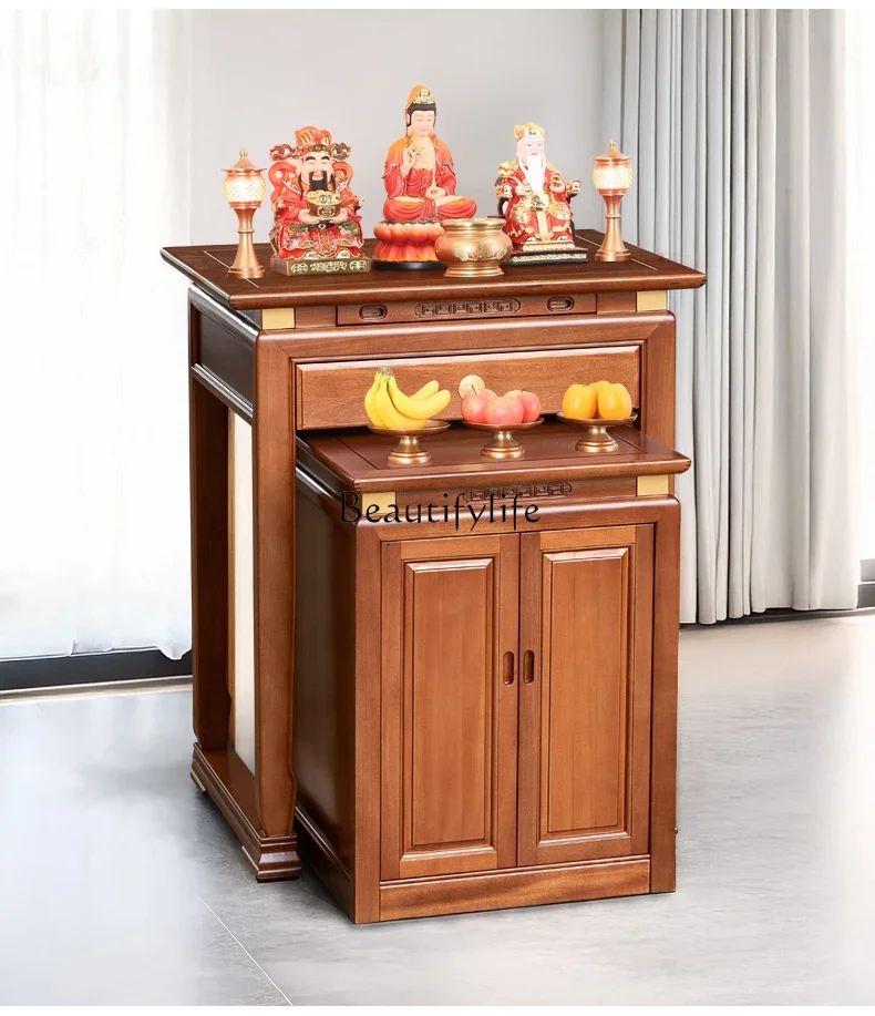 

04ld14Solid Wood Altar Cabinet for Worship, Modern Small Household Incense Table