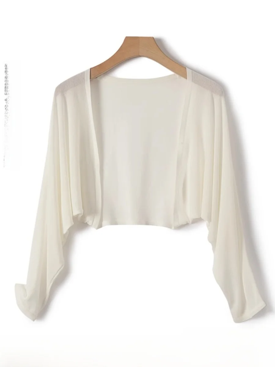 플러스 사이즈 아이스 실크 자외선 차단 여성용 여름 초박형 랩 가디건 브이넥 롱 배트윙 슬리브 드레스