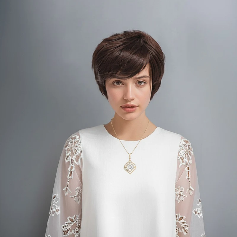

Synthetic a Short Diagonal Bangs Straight Hair Wig with High Breathability and Fit Is Suitable for Daily Use