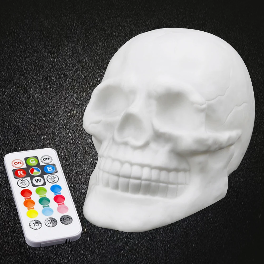

Multicolor Led Skull Night Light For Bedroom Small Decorative Patting Lamp Silicone Touch Warm Lighting Home Office Bar Cafe Use