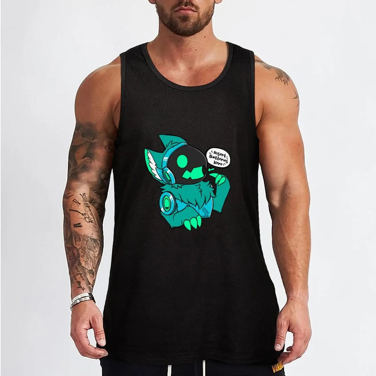 Protogen - Insert Batteries Here - Green Tank Top Athletic Fit Tank Top Quick Dry Training Sleeveless
