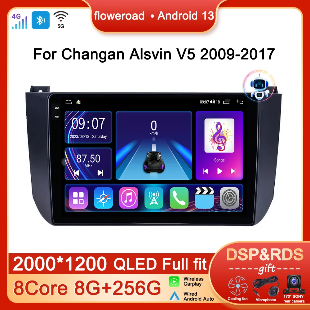 

Head Unit Car Stereo Android 13 For Changan Alsvin V3 2012-2017 Radio Multimedia Player Navigation GPS Apple Carplay NO 2DIN DVD