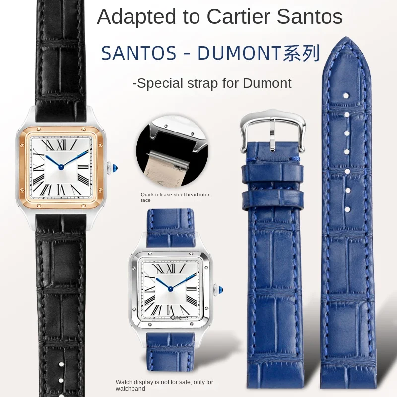 Special quick release strap for Cartier Santos Dumont series WSSA0022 W2SA0011 quick release cowhide buckle strap black 17.5mm