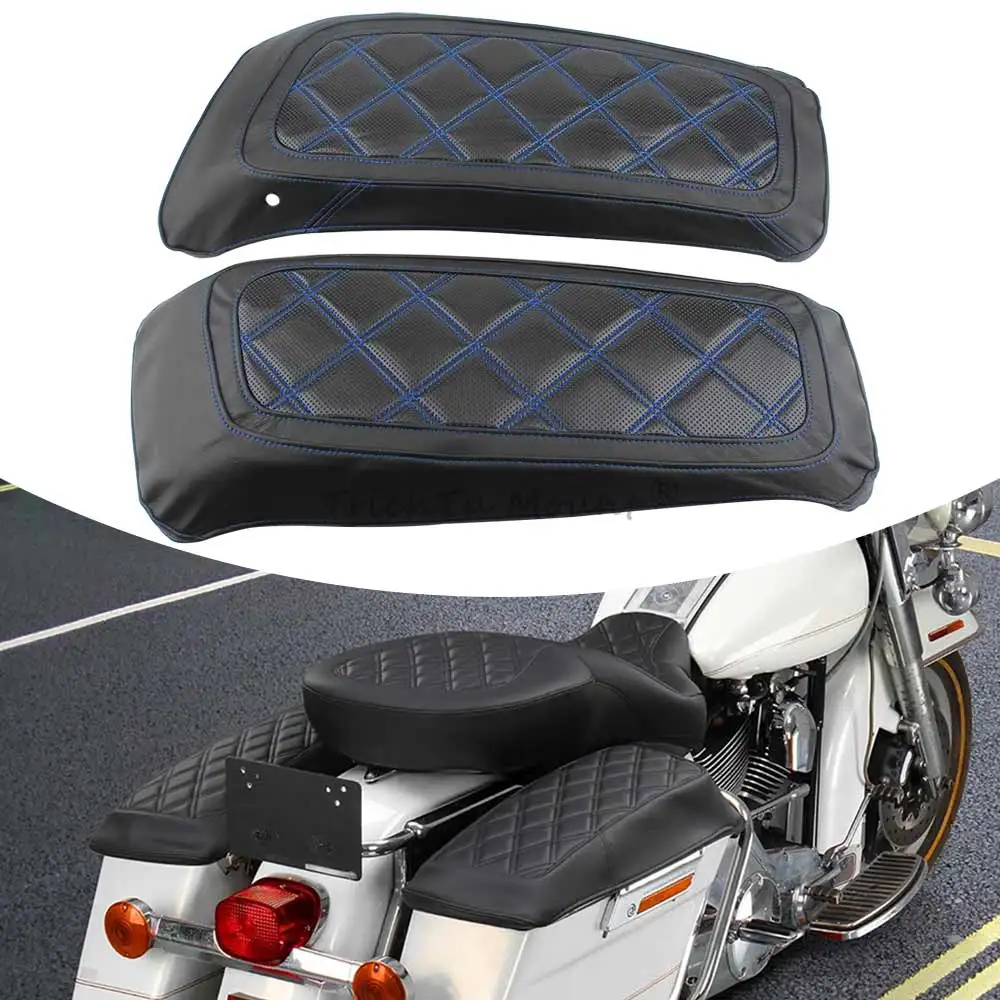 Hard Saddlebag Lid Covers Motorcycle Saddlebag Lid Protector Cover Compatible With Harley-Davidson Touring 2014–2024 Blue Stitch