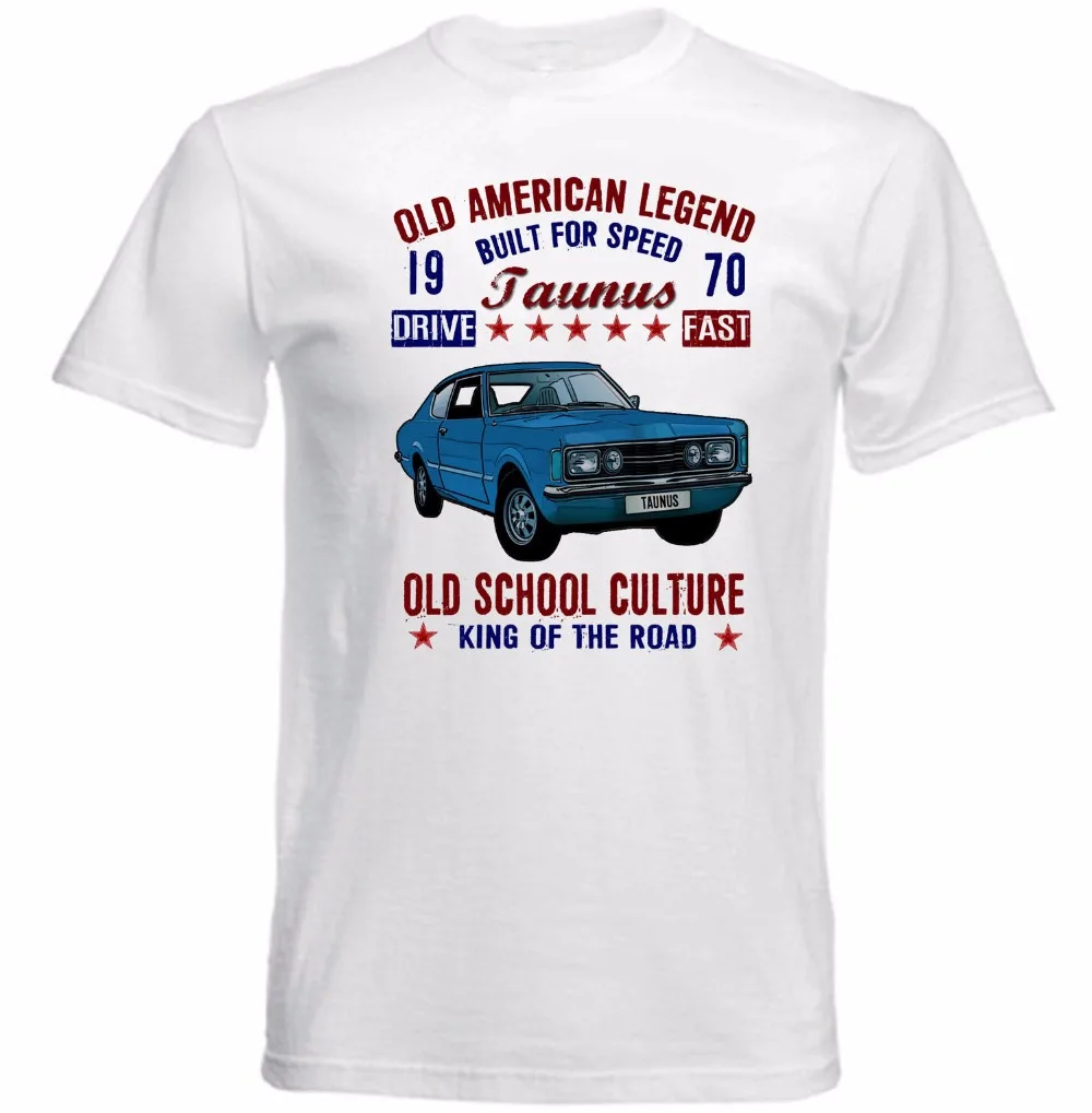 Men T-Shirts Male O-Neck Tops Tee Shirts Vintage American Car Taunus 1970 Cheap T Shirt Fashion Brand Custom Aldult Teen Unisex