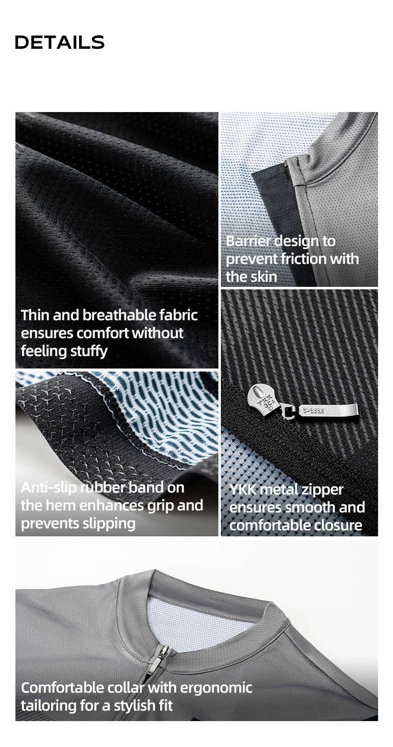 ROCKBROS Frühling Sommer Radtrikot Lange Ärmel Leichtgewichtig Hochelastisch Atmungsaktiv Schnell trocknendes Hemd Männer MTB-Radkleidung – Detail 4