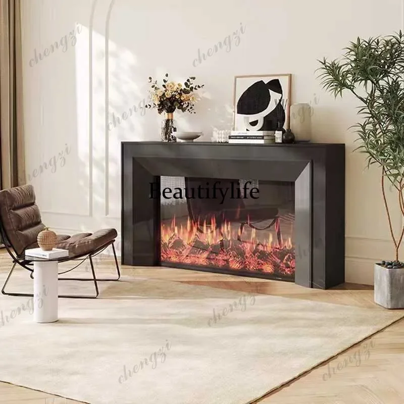 HR American fireplace decorative cabinet Cream wind European TV cabinet French fireplace decorative cabinet Simulation fire heat