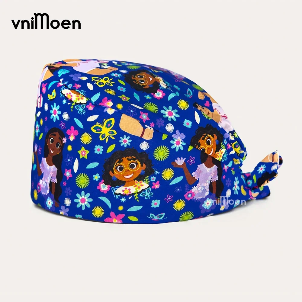 Cartoon anime printed surgical caps for women scrub cap medical uniform accessories nurse scrubs cap COTTON Work hat