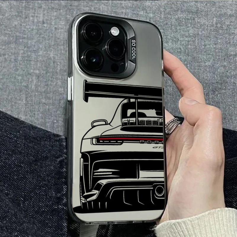 For iPhone 17 16 15 14 13 12 11 Pro Max Case Luxury Car Patt