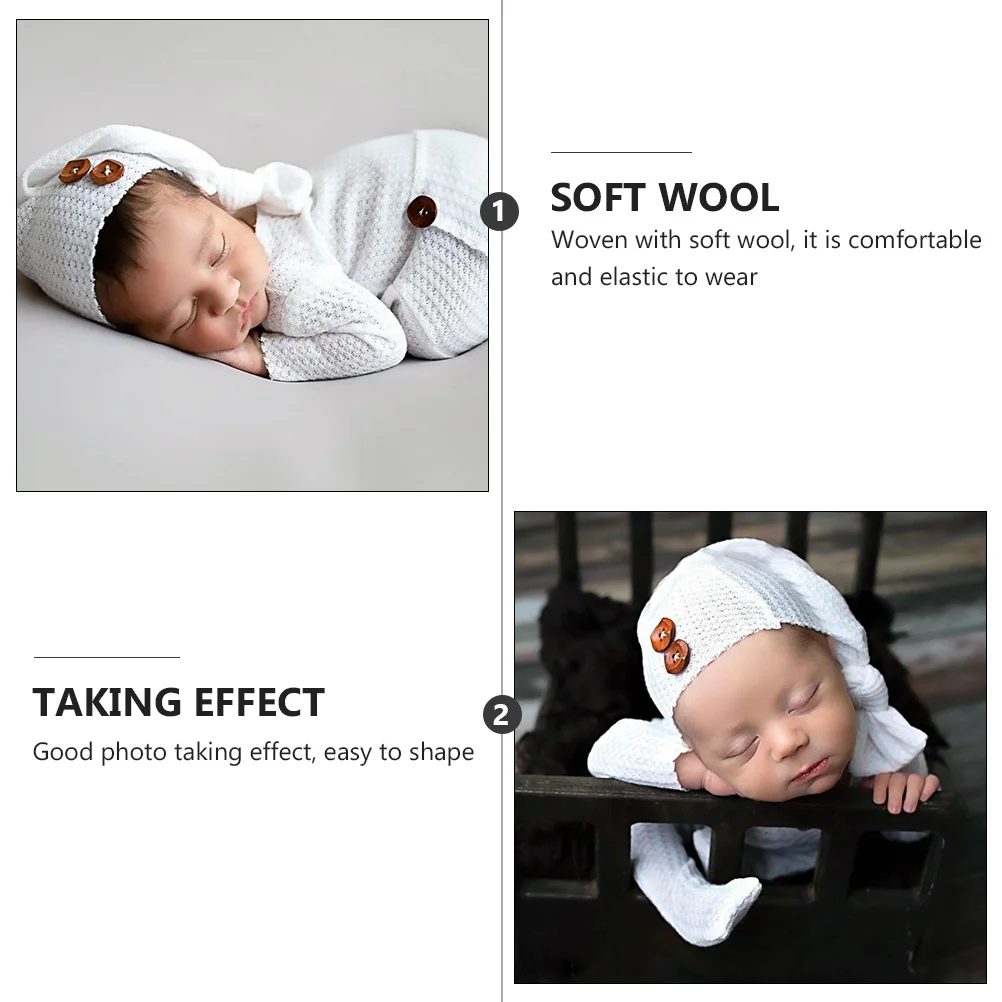 

1Set Newborn Baby Knitted Jumpsuit Soft Breathable Infant Clothes Baby Photography Photo Props Newborn Hand-Knitted Clothes