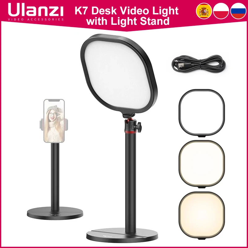 Ulanzi VIJIM K7 Desk Ultra Video Light with Light Stand Conference Office Light for Youtube Live Broadcast Tik Tok