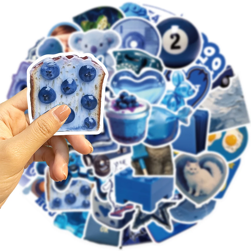 10/30/50pcs Simple Dark Blue Stickers Aesthetic Ins Style Cartoon  Decals DIY Skateboard Phone Bike Fridge Cool Graffiti Toys